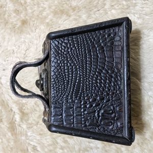 Small Faux Alligator Trapezoid Purse
